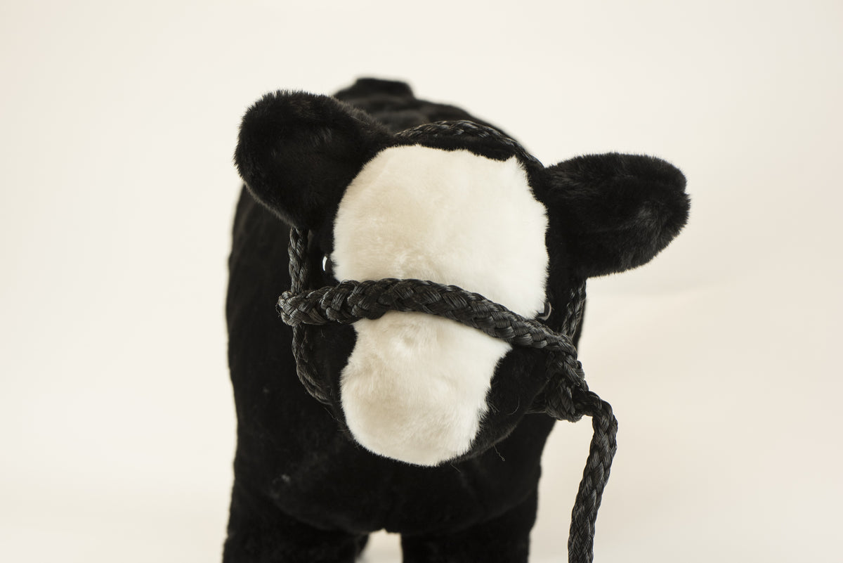 LARGE PLUSH BLACK BALDY STEER